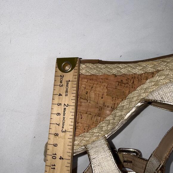 Antonio Melani Minimalist Espadrille Wedge Old Money Peep Toe Buckle Sandals 8.5 - Picture 15 of 15